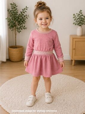 Joe Fresh Pink Heathered Dress 3T Long Sleeve